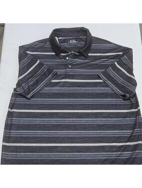Ben Hogan Performance Men's Striped Breathable Golf Polo Gray Black 2XL  0132
